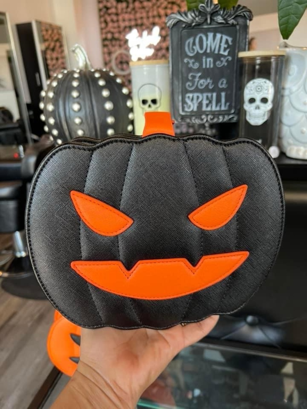 Halloween Pumpkin Pouch - Black and Orange